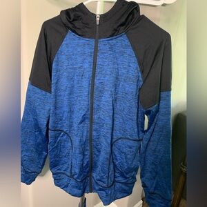 Youth XL (14-16) blue and black zip up hoodie.